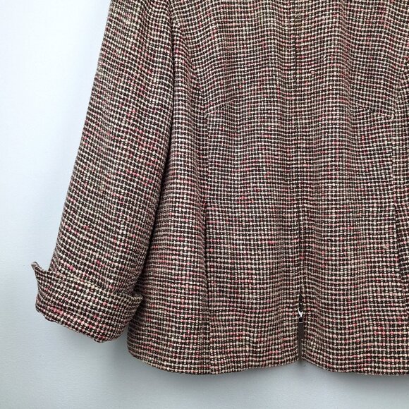 100% Silk Tweed Blazer Jacket Size 14. Pink White Brown Boucle Elana by Tanner - Picture 4 of 16